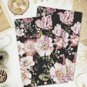 Preppy bohemian country girale zwarte florale tissuepapier