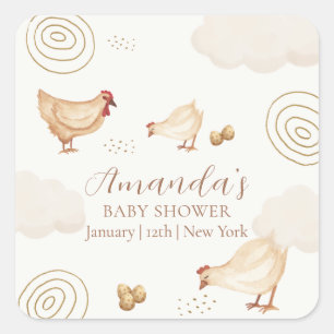 Preppy Boho Kuikentje Komt Gauw Baby Shower Vierkante Sticker