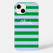 Preppy Bold Retro Streep Roze Groen Gepersonalisee Case-Mate iPhone Case (Achterkant)