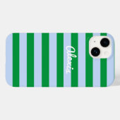 Preppy Bold Retro Streep Roze Groen Gepersonalisee Case-Mate iPhone Case (Achterkant (horizontaal))