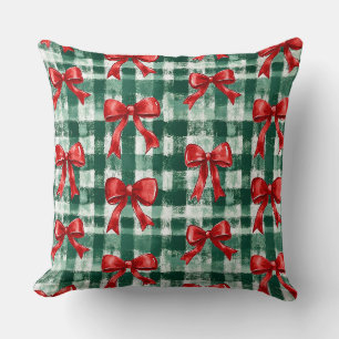 Preppy Boog Groene Geruite Kerstmis Kussen