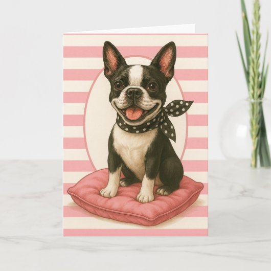 Preppy Boston Terrier Kaart (Voorkant)