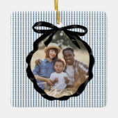 Preppy Bow Lijst Indigo Foto Keramisch Ornament (Voorkant)