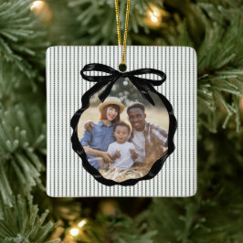 Preppy Bow Lijst Pine Foto Keramisch Ornament