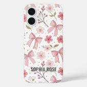 Preppy Bow Motif coque iphone de nom personnalisé (Verso)
