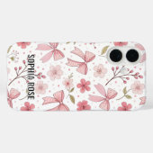 Preppy Bow Motif coque iphone de nom personnalisé (Verso (horizontal))
