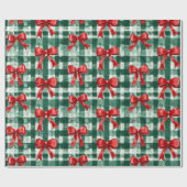 Preppy Bow Plaid Christmas Cadeaupapier (Vlak)