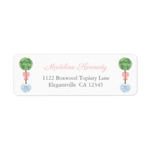 Preppy Boxwood Girl Baby shower Return Address Lab Etiket