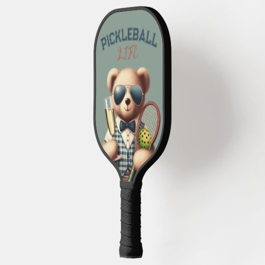Preppy Boy Teddy Bear Champagne Pickleball Paddle (Links)
