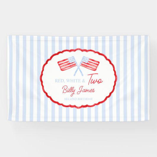 Preppy Boys Red White en twee patriottische verjaa Spandoek (Horizontaal)