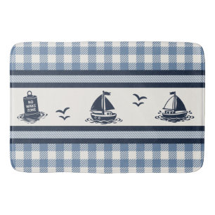Preppy Boys Zeilboot & Gingham - Rookblauw & Marin Badmat