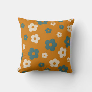 Preppy Brown Blue Hippie Flower Pattern Kussen