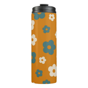 Preppy Brown Blue Hippie Flower Pattern Thermosbeker