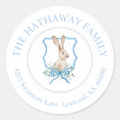 Preppy Bunny gepersonaliseerd retour adres label (Voorkant)