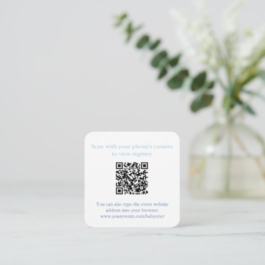 Preppy Bunny Monogram QR Code Baby shower Registry Informatiekaartje (Staand voorkant)