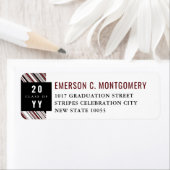 Preppy Burgundy Diagonal Pin Stripes Afstuderen Etiket (Insitu)