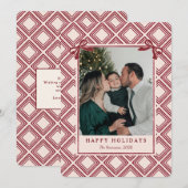 Preppy Burgundy Diamond Pattern Holiday Card (Voorkant / Achterkant)