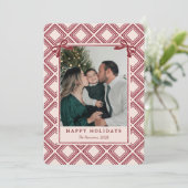 Preppy Burgundy Diamond Pattern Holiday Card (Staand voorkant)
