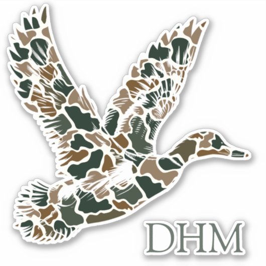 Preppy Camouflage Mallard Duck Monogram Sticker (Voorkant)