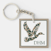 Preppy Camouflage Mallard Ducks Monogram Sleutelhanger (Voorkant)