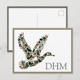 Preppy Camouflage Wilde Eend Monogram Briefkaart