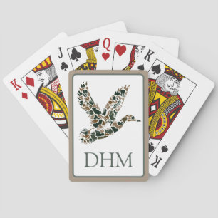 Preppy Camouflage Wilde Eenden Monogram Pokerkaarten
