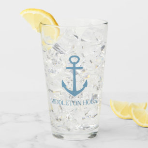 Preppy Carolina Blau Ankermotief Persoonlijk Glas