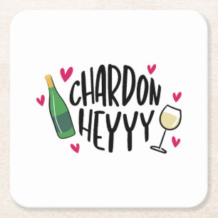 Preppy Chardonnay Funny Vierkante Kartonnen Onderzetter