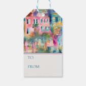 Preppy Charleston huizen gepersonaliseerd Cadeaulabel (Achterkant)