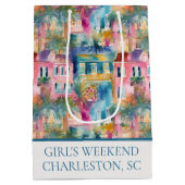 Preppy Charleston huizen gepersonaliseerd Medium Cadeauzakje (Achterkant)