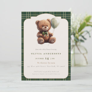 Preppy Charme Geruite Teddybeer Baby Kaart