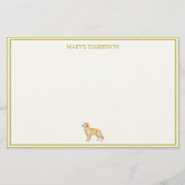 Preppy Chartreuse Stripe Golden Retriever Briefpapier (Voorkant)