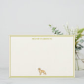 Preppy Chartreuse Stripe Golden Retriever Briefpapier (Staand voorkant)