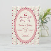 Preppy Cherry en haut 1er anniversaire Invitation (Debout devant)