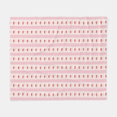 Preppy Cherry Stripes - Pink and Off White Fleece Deken (Voorkant (Horizontaal))