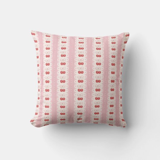 Preppy Cherry Stripes - Pink and Off White Kussen (Voorkant)
