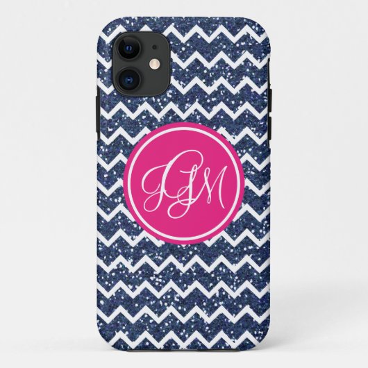 Preppy Chevron in Navy Glitter Case-Mate iPhone Case (Achterkant)