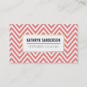 PREPPY CHEVRON patroon gouden logo embleem koraal  Visitekaartje