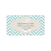 Preppy Chevron Stripe Modern Monogrammed Name Etiket (Voorkant)