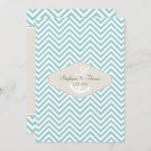 Preppy Chevron Stripe Modern Monogrammed Name Menu (Voorkant / Achterkant)