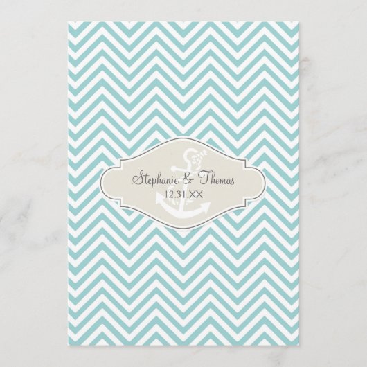 Preppy Chevron Stripe Modern Monogrammed Name Menu (Voorkant)