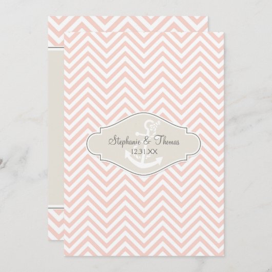 Preppy Chevron Stripe Modern Nautical Anchor Menu (Voorkant / Achterkant)