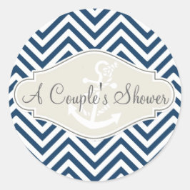 Preppy Chevron Stripe Modern Nautical Anchor Ronde Sticker