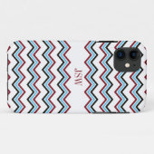 Preppy chevron zigzag Blue red patroonmonogram Case-Mate iPhone Case (Achterkant (horizontaal))