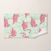Preppy Chic Elegant Pink Flamingo Motif (Serviette à main)