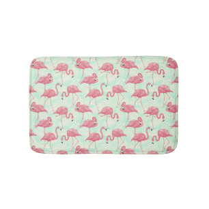 Preppy Chic Elegant Pink Flamingo Pattern Badmat