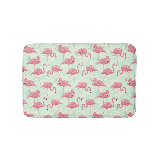 Preppy Chic Elegant Pink Flamingo Pattern Badmat (Voorkant)