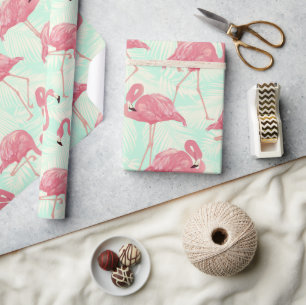 Preppy Chic Elegant Pink Flamingo Pattern Cadeaupapier