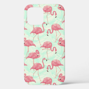 Preppy Chic Elegant Pink Flamingo Pattern iPhone 12 Pro Hoesje