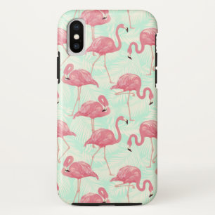Preppy Chic Elegant Pink Flamingo Pattern iPhone XS Hoesje